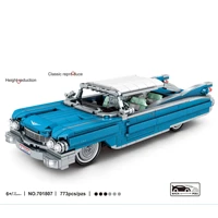 technical classic vintage car building block cadilla eldorado model pull back vehicle bricks toys collection for boys gifts