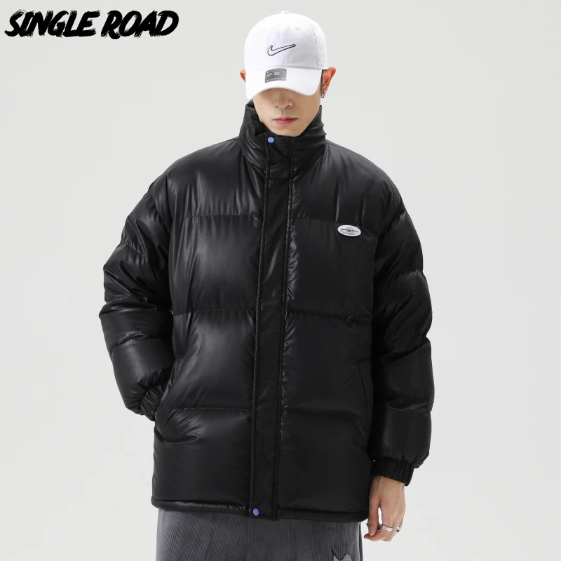 

Мужская зимняя куртка из 2021 искусственной кожи с защитой от ветра, 90% белого утиного пуха, модная мужская парка