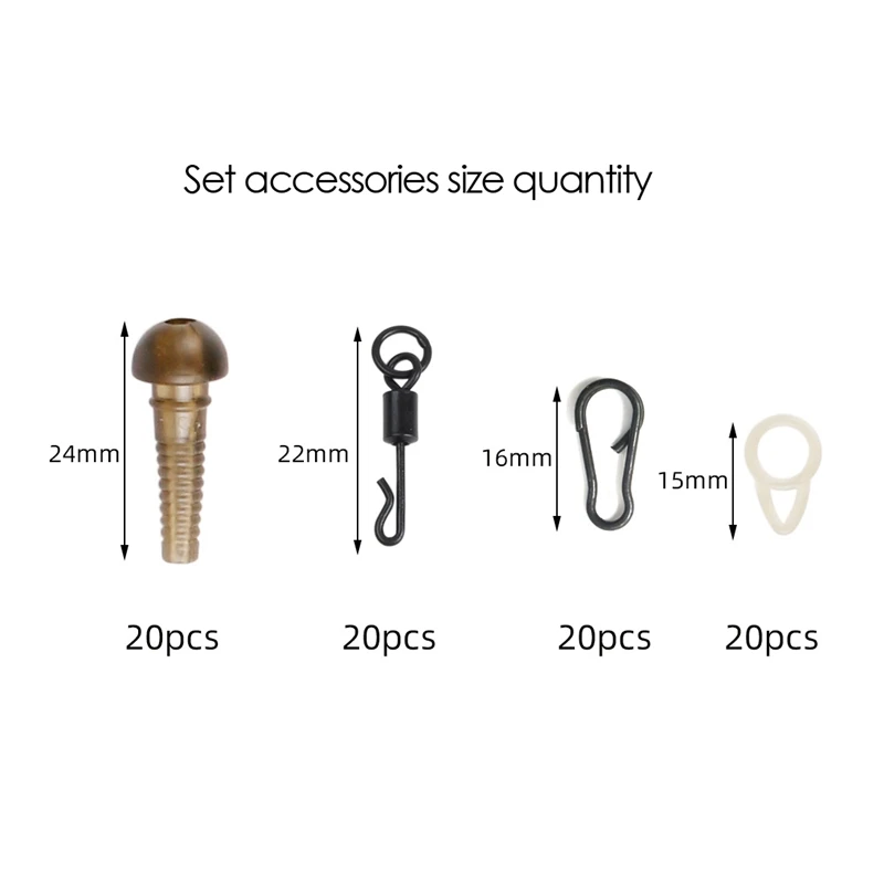 

80Pcs Carp Fishing Tackle Kit,Carp Fishing Equipment Fishing Gear Carp Fishing Hooks for Carp Bait Rigs