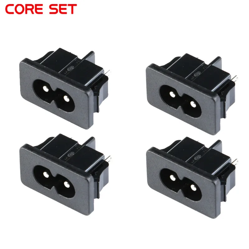 

10Pcs AC 250V 2.5A Socket Connector IEC320 C8 Black 2 Terminal Power Plug Inlet Socket AC 250V 2.5A