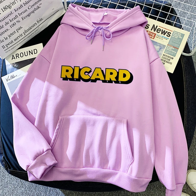 2021 Fashion Oversized Hoodies Ricard Letter Print Vintage Aesthetic Clothes Casual Hip Hop Hooded Pullovers Women Sweetshirts