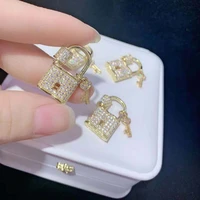 2pcslot 24mm womens high quality classic zircon lock pendants jewelry accessories