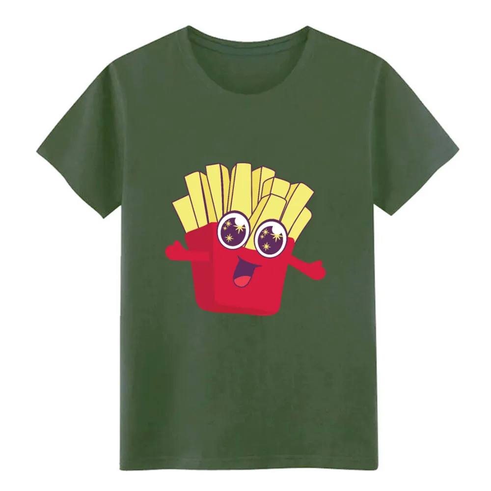 kawaii french fries t shirt men Custom cotton S-XXXL Costume Fit Humor summer Vintage | Мужская одежда