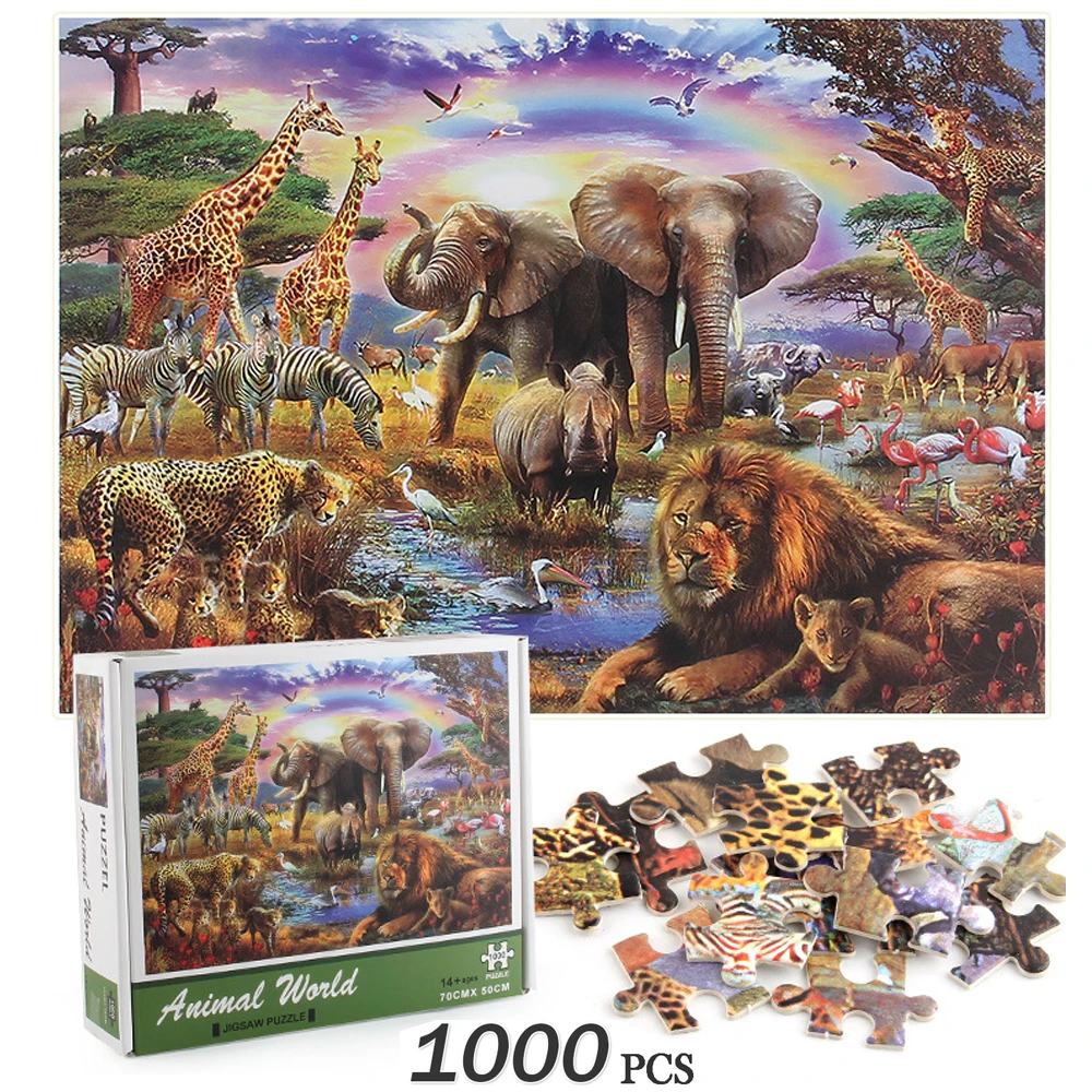 Мини-паззлы 1000 шт. деревянные сборки изображения головоломки игрушки для взрослых детей Домашняя игра головоломки животных