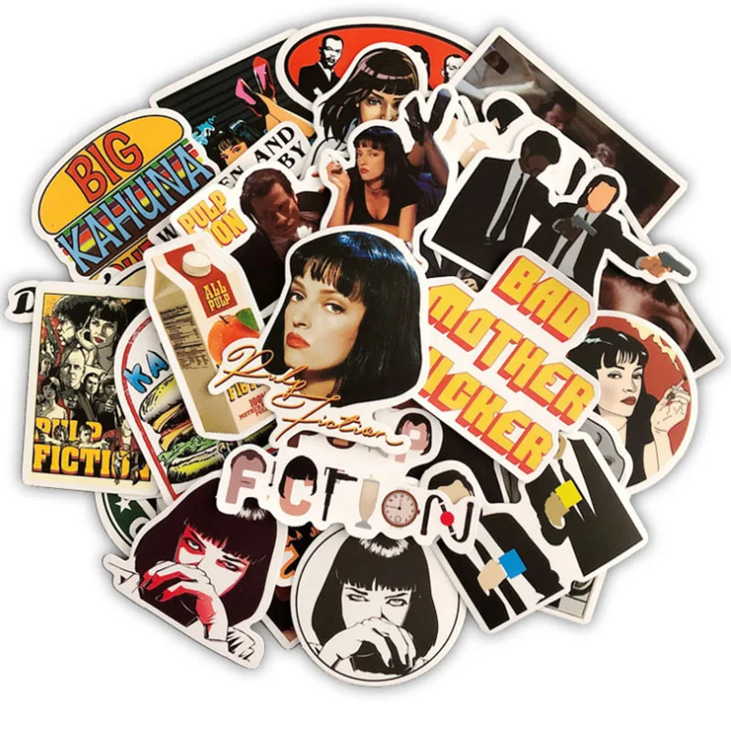 

10/30/50Pcs Classic American Drama Pulp Fiction Skateboard Travel Suitcase Phone Laptop Luggage Stickers DIY Kids Girl Toys