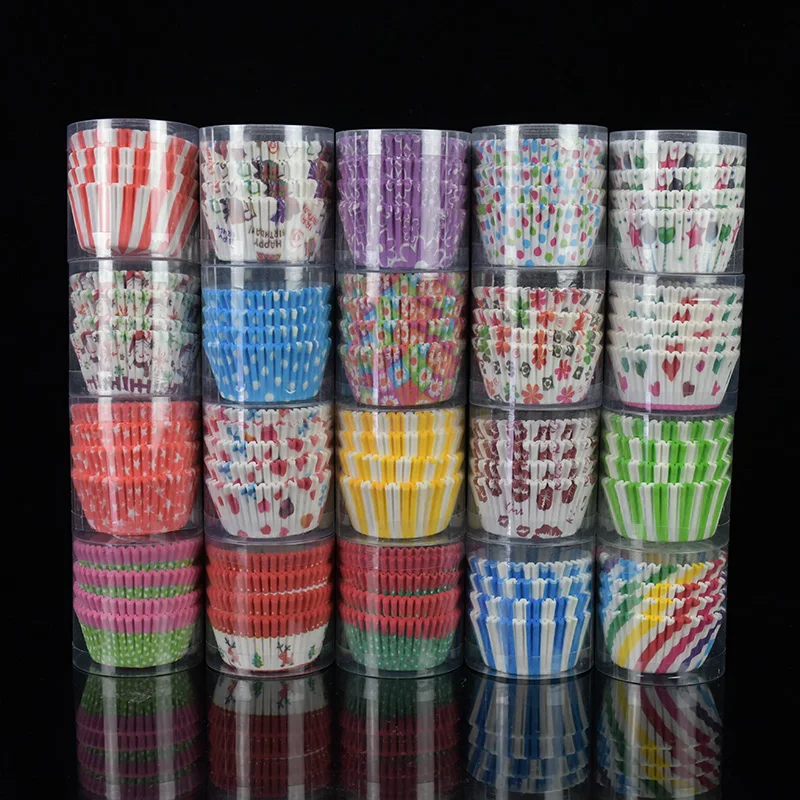 

100pcs Paper Liners Muffin Cases Rainbow Cupcake Cake Topper Baking Tray Home Party Wedding Birthday Christmas Decoration Tools