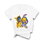 Милые Мультяшные футболки с пухом, Винни, Eeyore и медведь, лучшие друзья, летние женские футболки, Харадзюку, белая одежда с коротким рукавом для девочек