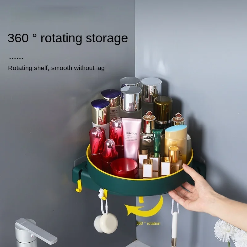 

360 Rotating Storage Rack Wall Shelf Storage Spice Holder Punch-free Tray for Bathroom Kitchen Fridge Cosmetics Makeup