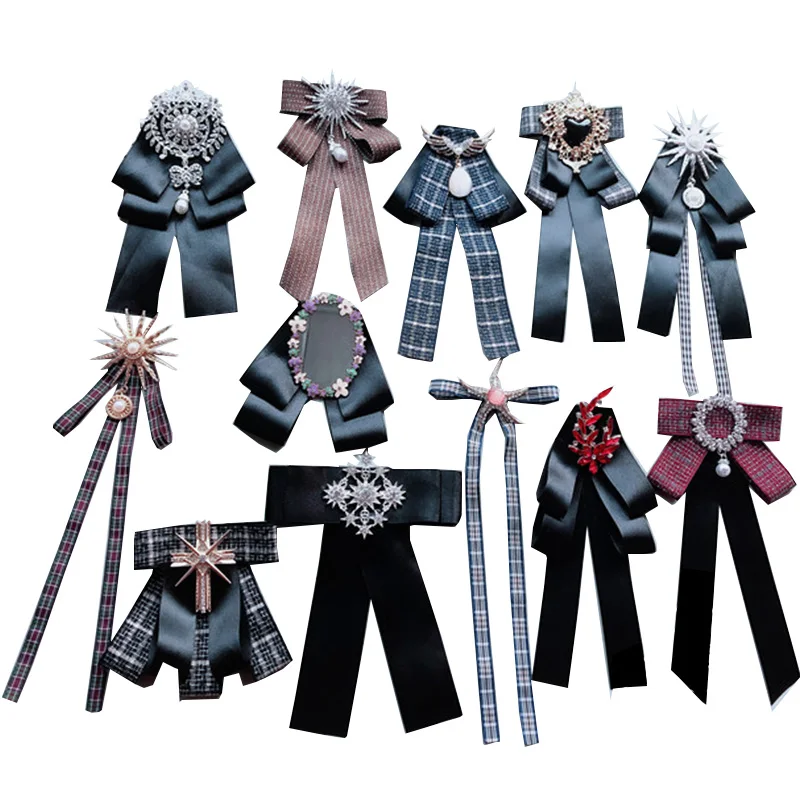 Галстук-бабочка женский винтажный черный с бриллиантами | Аксессуары для одежды