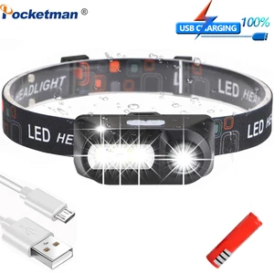 Ультраяркий налобный фонарь, светодиодный налобный фонарь, наружный налобный фонарь для кемпинга XPE + COB, USB зарядка, рыболовный налобный фонарь, водонепроницаемый фонарь 18650