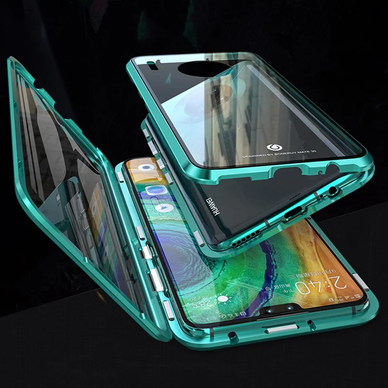 

Magnetic Adsorption Glass Case for Huawei P40 Pro P30 Lite Y8P Metal Magnet Protective Cover for Honor 20 8X Mate 30 Pro Cases