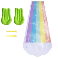 n7me backyard rainbow water slide with inflatable crash pad for kids play party