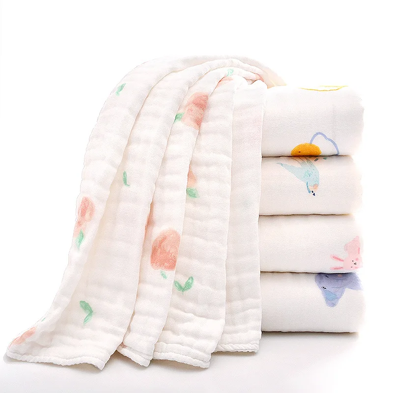 Soft Six Layers Cotton Yarn Baby Bath Towel for Kids Children 90*90 CM 5 Colors High Quality