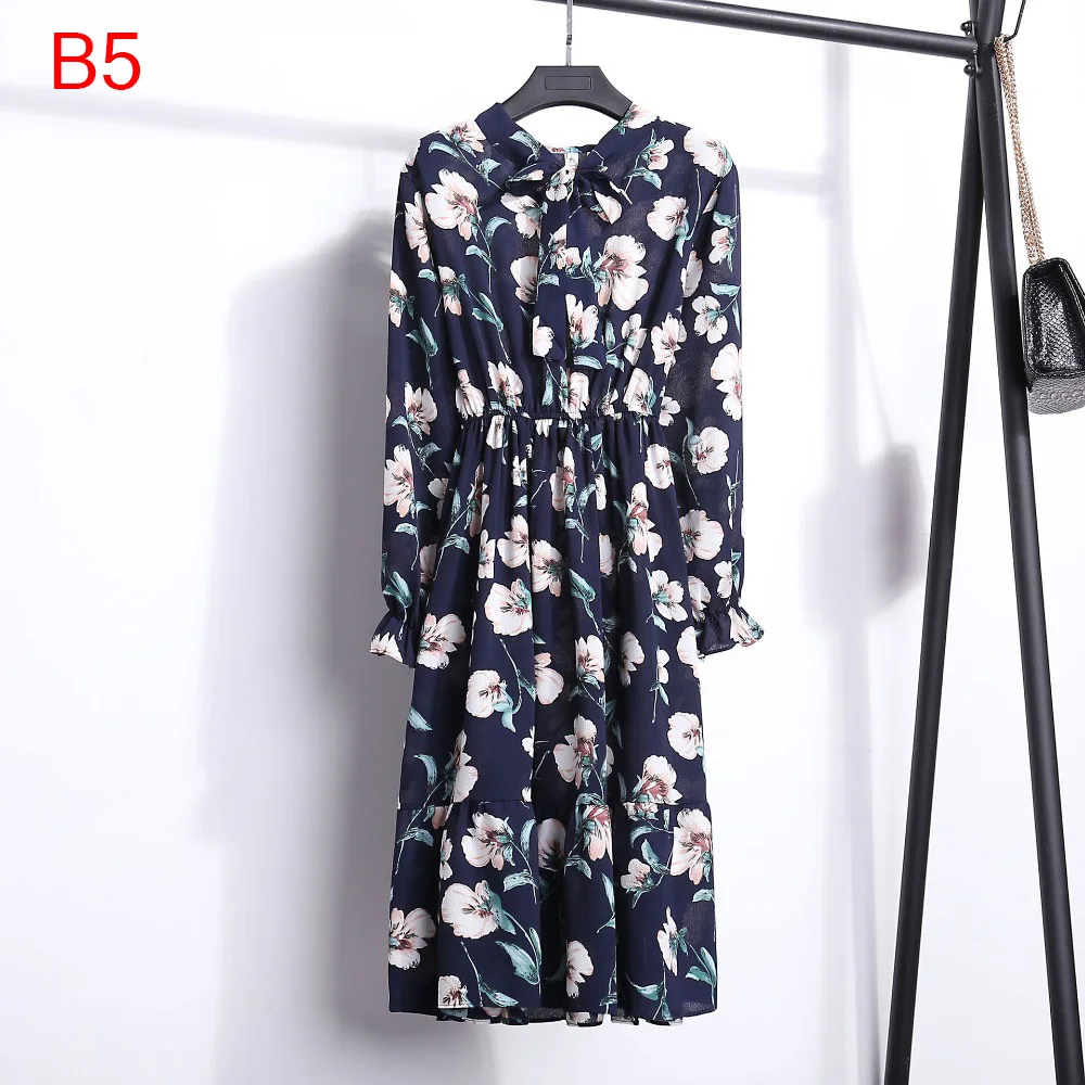 Корейская черная рубашка Vestidos для офиса в горошек, винтажные осенние платья, Женское зимнее платье, миди платье с цветочным рисунком и длинным рукавом для женщин
