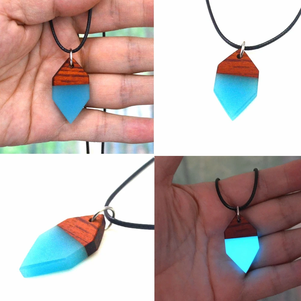 Ожерелье с подвеской синим светом модное энергетическое светящееся ночью