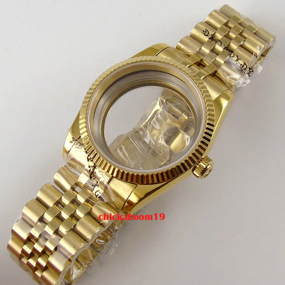 Чехол для часов с сапфировым покрытием прозрачный желтое золото 36 мм подходит ETA