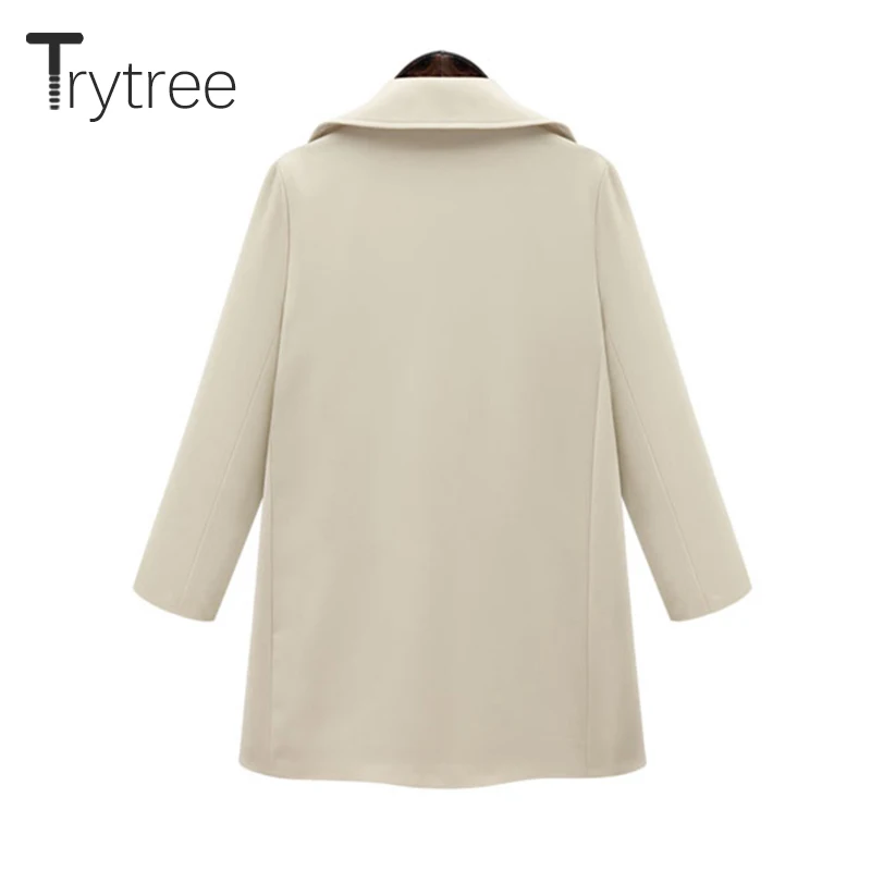 Осенне зимняя повседневная женская куртка Trytree двубортное свободное однотонное