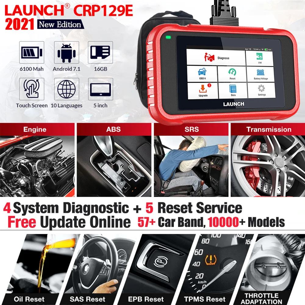 LAUNCH X431 CRP129E OBD2 инструмент для автомобильного двигателя ABS SRS TCM считыватель кодов