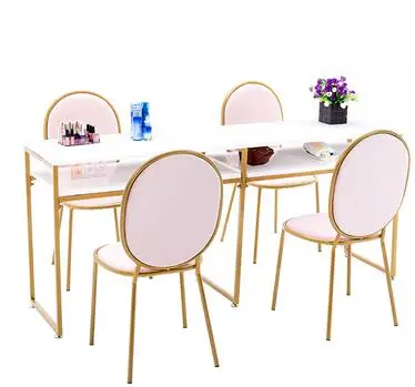 

Simple modern manicure table and chair set Single double manicure nail table special economical nail table gold