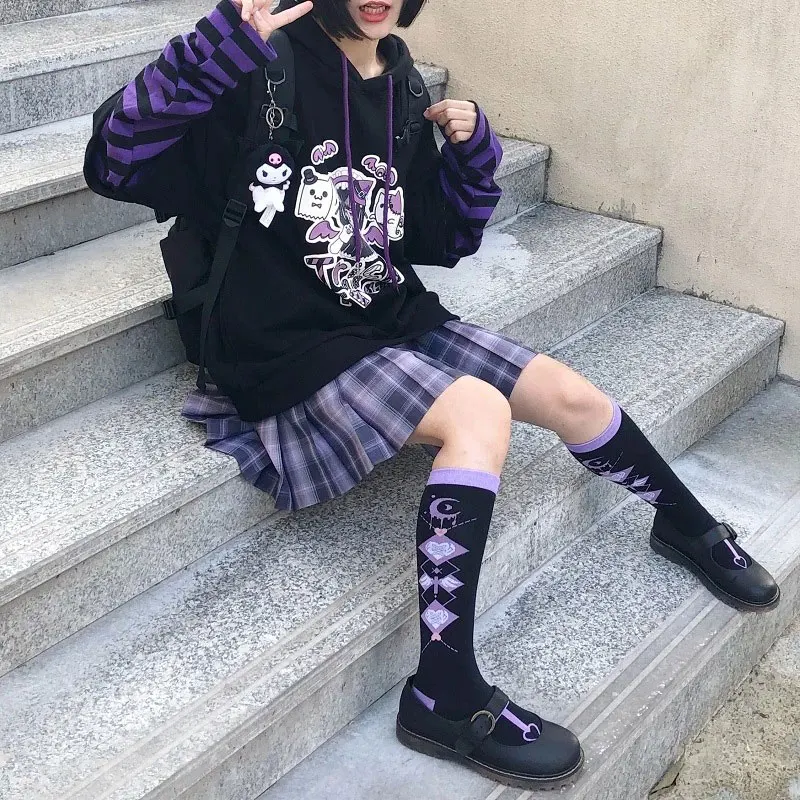 Japanese Moletom Anime Hoodies Cartoon E Girl Y2K Gothic Harajuku Aesthetic Zip Up Hoodie Pullover Women Sweatshirts Emo Clothes images - 6