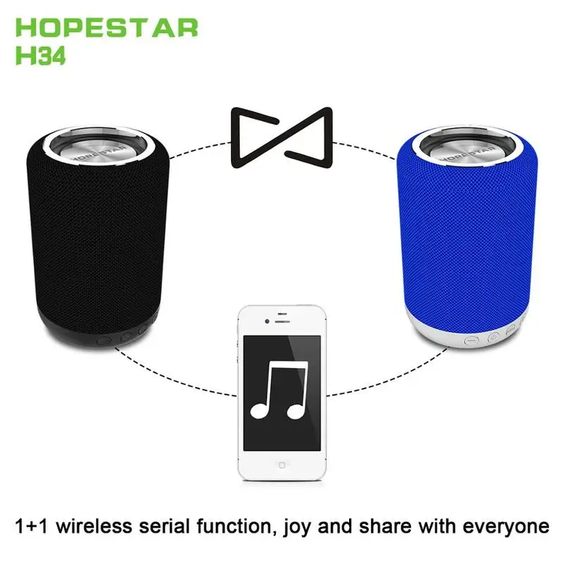 HOPESTAR H34 Bluetooth динамик 1200 мАч портативный беспроводной громкоговоритель звук системы стерео Открытый 18650 музыкальный mp3-плеер