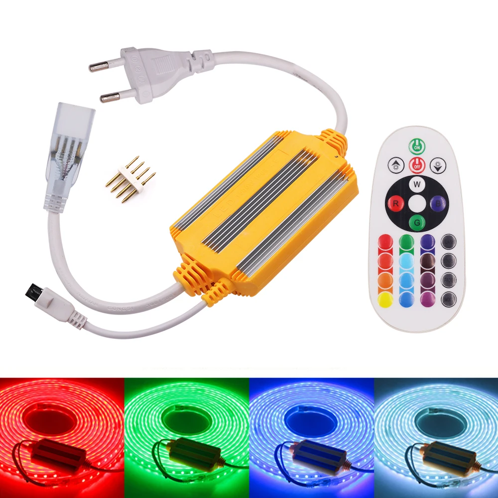 Водонепроницаемый светодиодный RGB-контроллер 220 В с ИК-пультом дистанционного