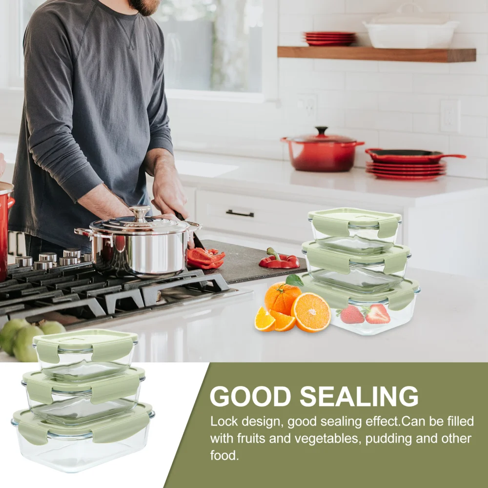 

3pcs Glass Food Box Portable Lunch Containers Outdoor Picnic Food Containers