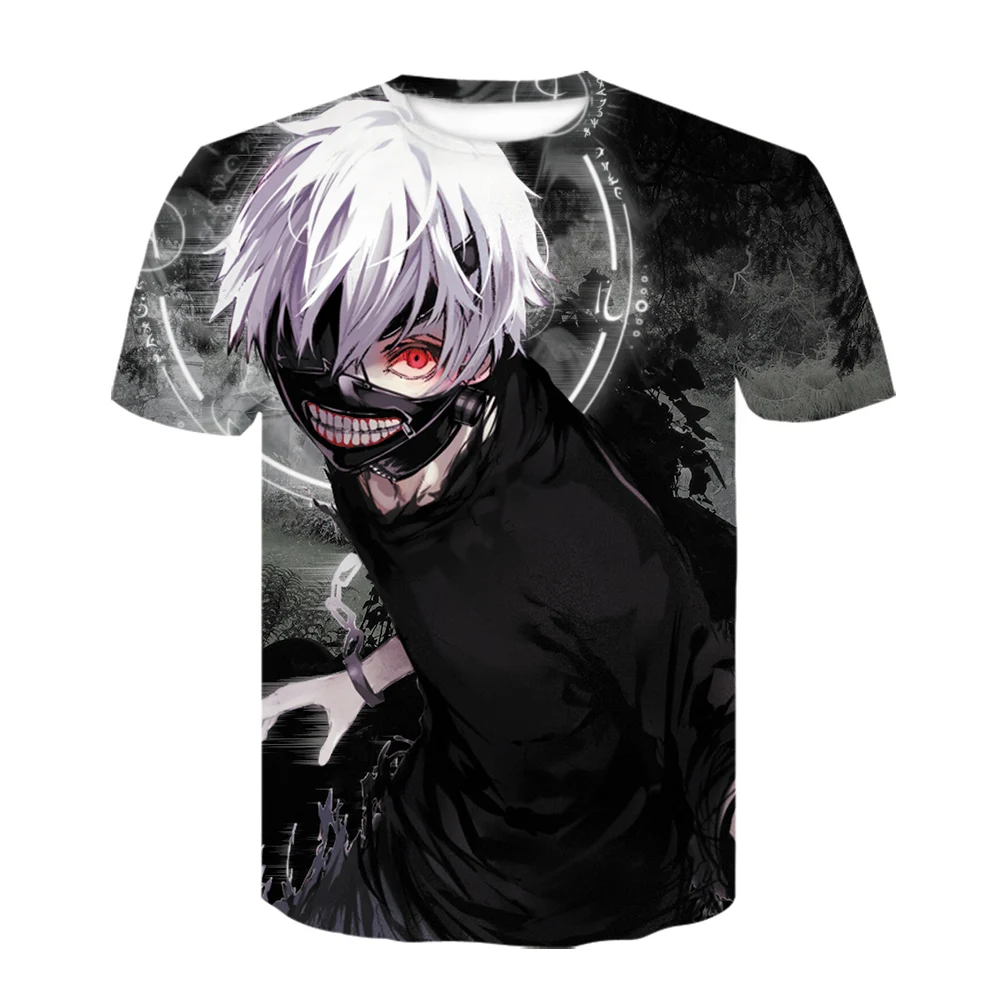 

Strange things Tokyo Ghoul men 3D graphic t shirts Anime Ken Kaneki print T shirts Cartoon loose Cotton tshirts Hipster tops