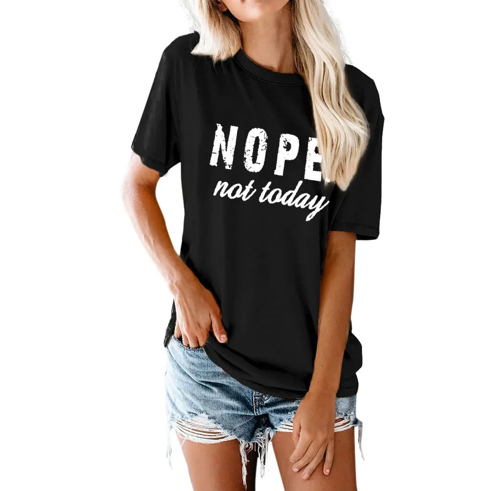 

Carney women's top popular nope letter round neck loose short sleeve T-shirt