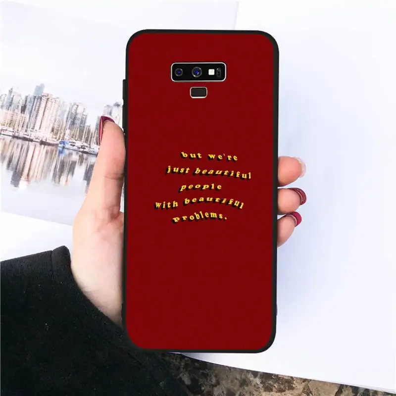 

Retro red pattern art lyrics aesthetic Phone Case For Samsung S20 Ultra S7 edge S8 S9 S10 plus note9 10 20 A50 51 71