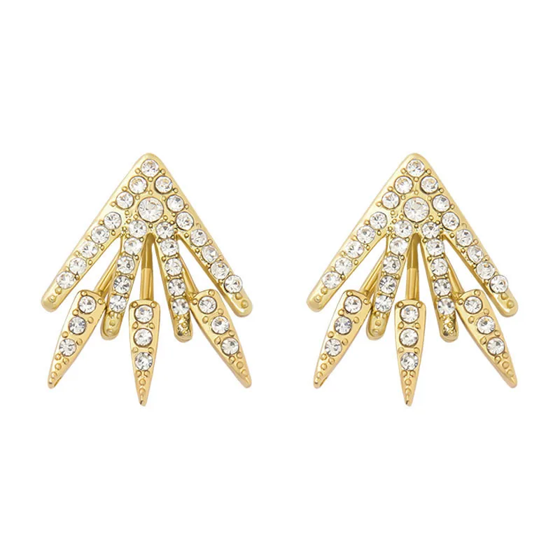 Европейские и американские модные серьги с сплавом стразы двухслойные