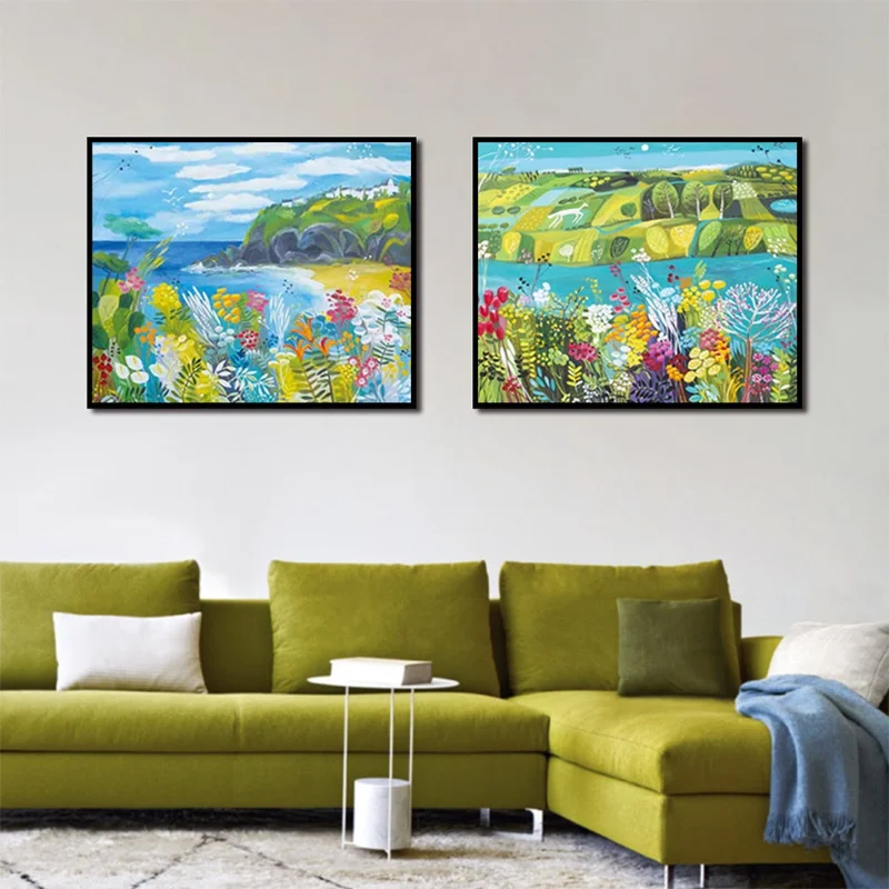Пейзаж цветы холст живопись постеры с морским скалом и принты дикая природа