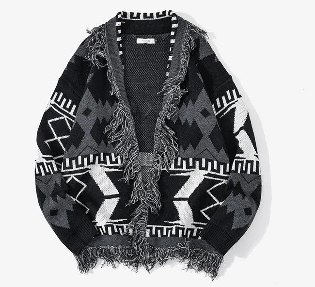 

Men Sweater Coat Oversized Jumper Autumn Clothing Black Knitted Casual Long Sleeve Vintage Cardigan 2022 Spring Hip Hop Tops