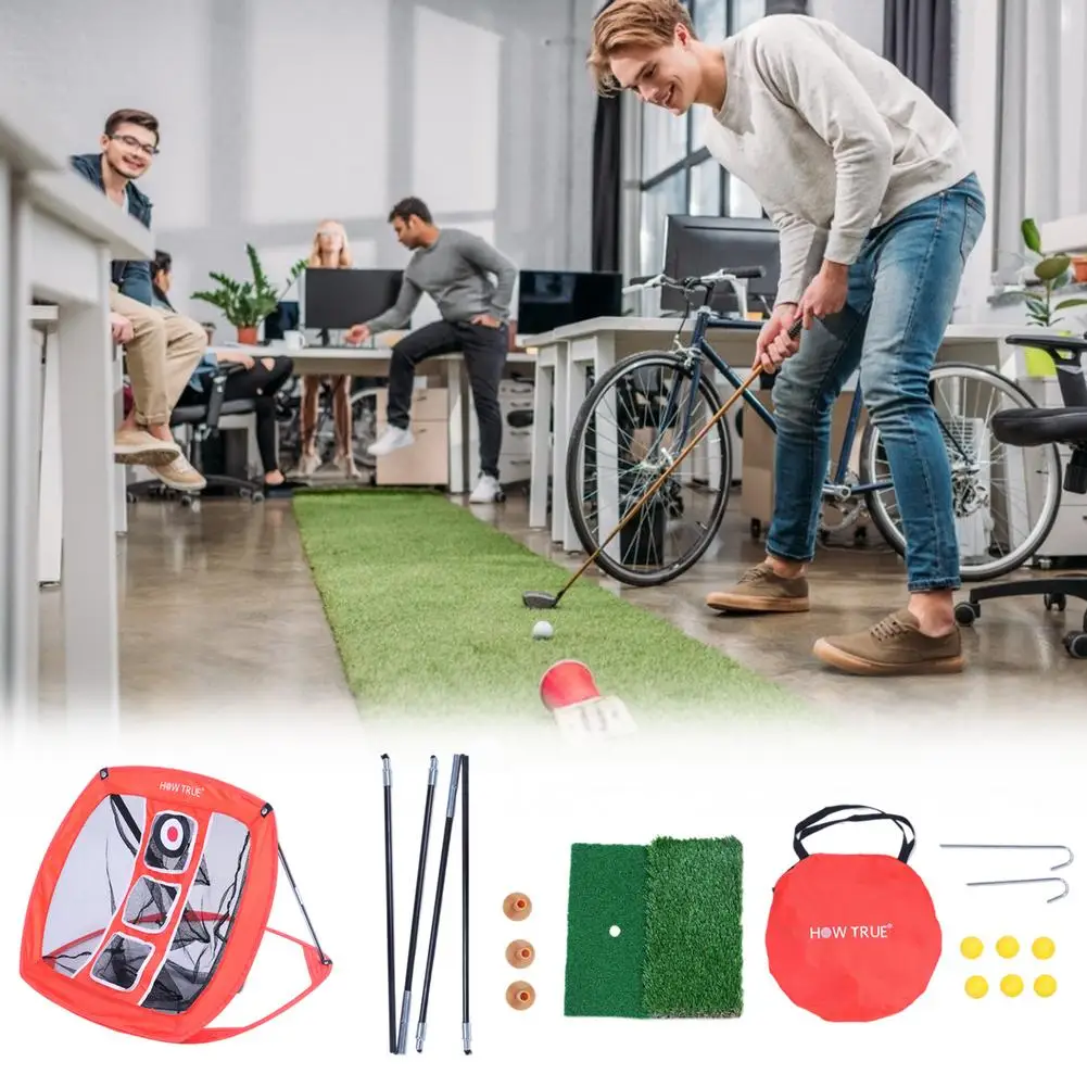 Online Golf Pratik Yonga Seti Taşınabilir Katlanabilir Hedef Net Destek Kutup + Kare Net + çim + PU Topu + Tee + Kanca + çanta Gitmek