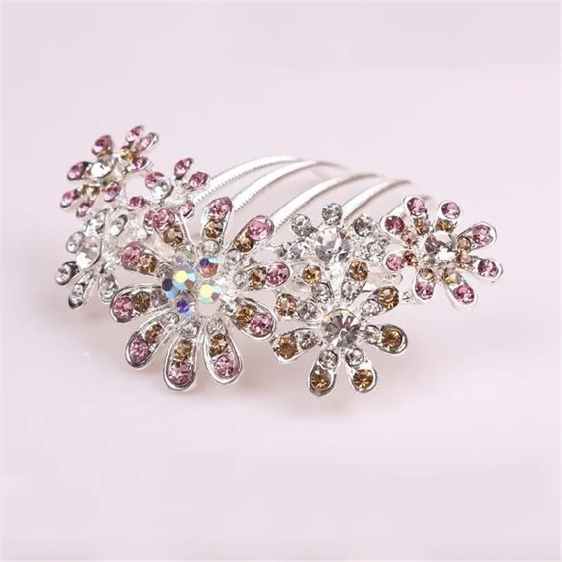 Hairpins for Girls Crystal Flower Hairpin Metal Hair Clips Comb Pin Bridal Bridesmaid Wedding Hairclips orquillas para el pelo | Красота и