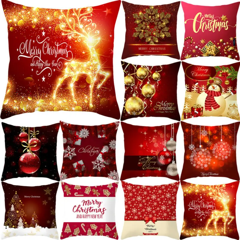 Новый рождественский чехол для дивана из хлопка и льна с Санта Клаусом