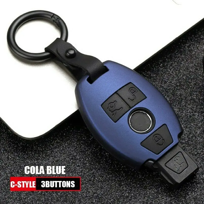 cola blue Чехол для ключей автомобиля Mercedes Benz W203 W210 W211 W124 W202 W204 W212 W176 AMG аксессуары брелок держатель брелок - Название цвета: cola blue