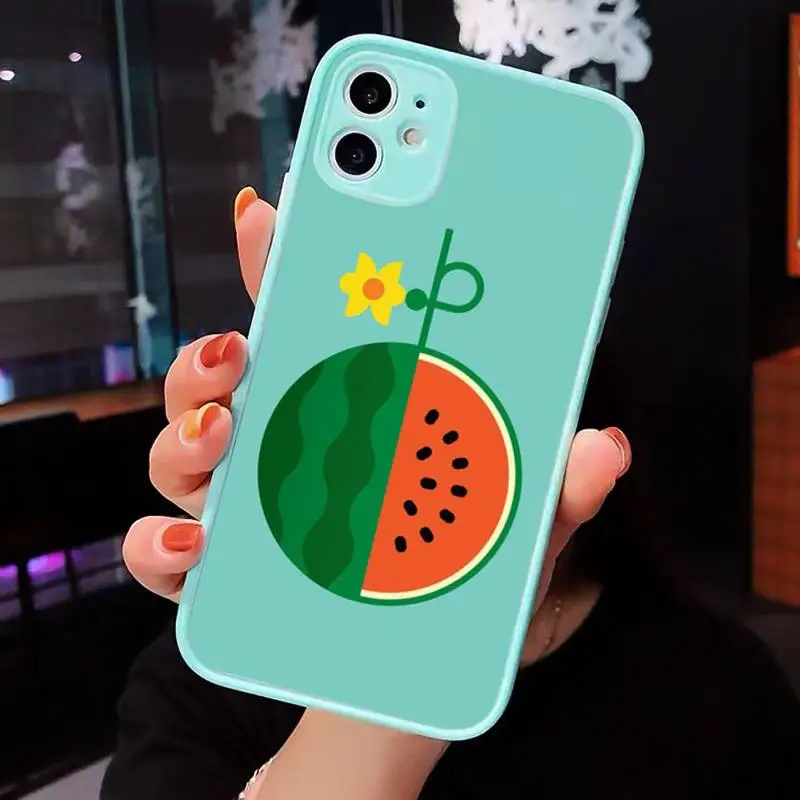

Fruit Illustration Aesthetics Phone Case For iPhone 12 11 Mini Pro XR XS Max 7 8 Plus X Matte transparent blue Back Cover