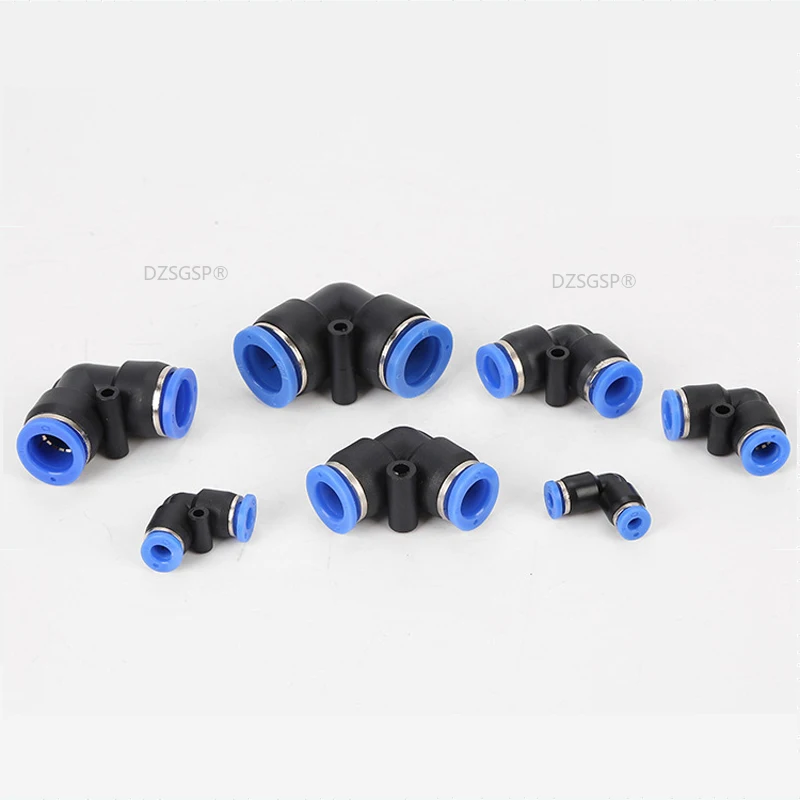 Пневматические L-образные плсатиковые быстроразъемные фиттинги с наружным