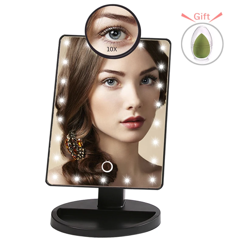 Сенсорный экран с 22 светодиодами 1х 10х увеличительное зеркало для макияжа