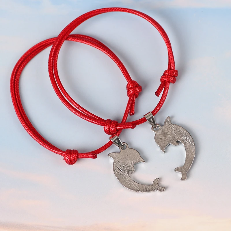 2 Pieces / Set Of Good Friends Series Fashion Ladies Bracelet Blue Pink Animal Dolphin Alloy Pendant Couple Jewelry Simple Gift | Украшения