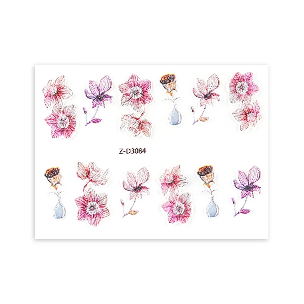 3D Acrylic Engraved Nail Sticker Beautiful Dancing Gril Snow Shape Water Decals Empaistic Nail Water Slide Decals DIY Nail Art - Color: 08