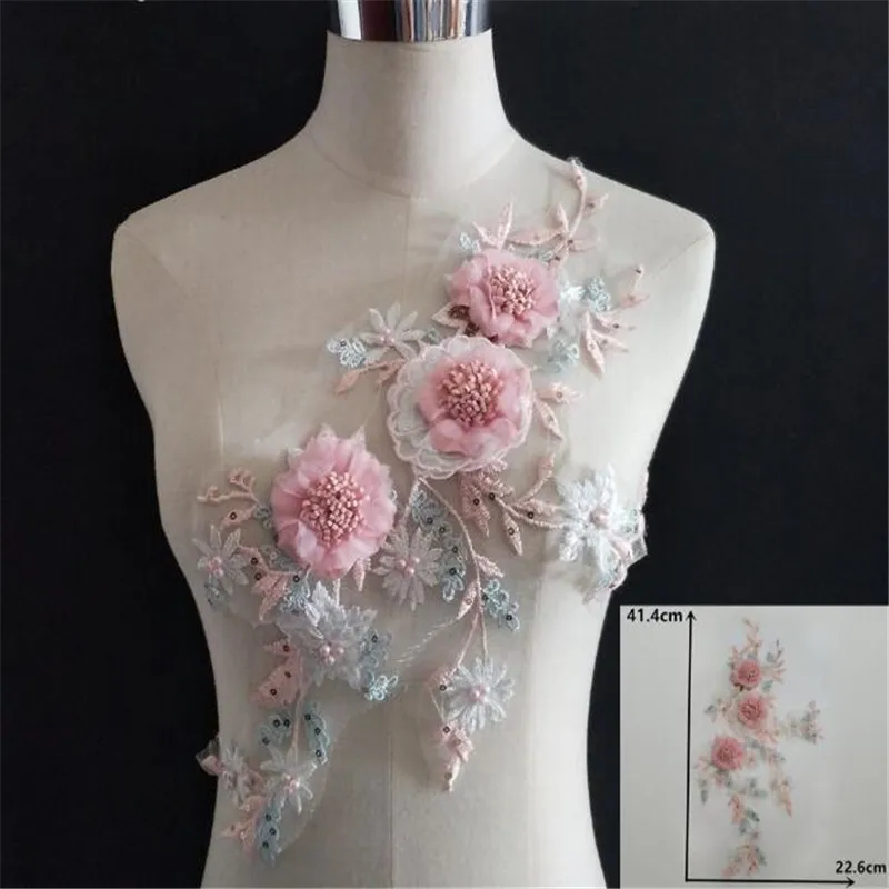 Новый розовый цветок кружевная одежда украшения тканевые наклейки ручной работы