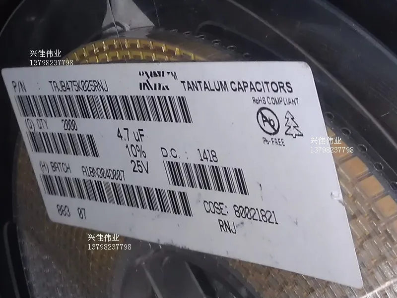 

Original 5pcs/ 25V4.7UF 475 B3528 B Type 10% 1210 Tantalum Capacitor SMD