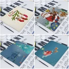 Рождественские настольные салфетки с рисунком Санта-Клауса для свадьбы, вечеринки, Западный обед, домашний текстиль
