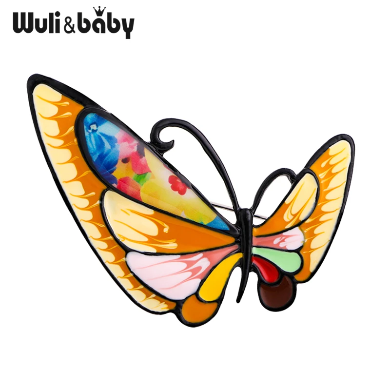 Женская Брошь-бабочка Wuli & baby 4 цвета эмалированная брошь в форме бабочки с