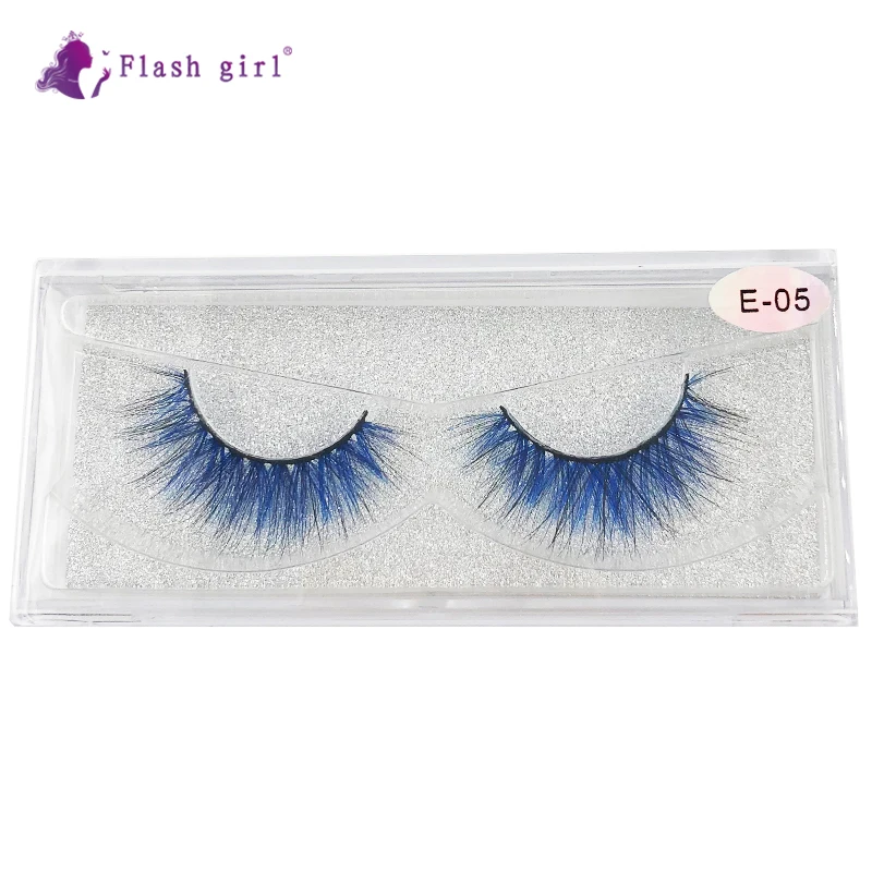 Flash Girl E Series Private Label Eyelashes 1 Pairs Wispy E-05 3D Mink Makeup Colorful False Eylashes