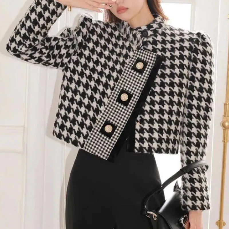 

Осенний официальный костюм ZAWFL 2021, Женский блейзер с двумя рядами пуговиц, длинным рукавом и карманами в клетку