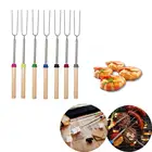 1 шт. стальной U-образный припой для Барбекю Игла вилка Деревянный инструмент зубчатый гриль шпажки Телескопический барбекю 2021 Ручка Двойная K7B7