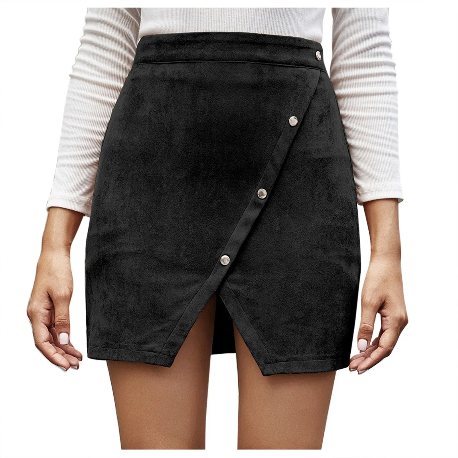 Женская Вельветовая юбка с разрезом модная в европейском и американском стиле